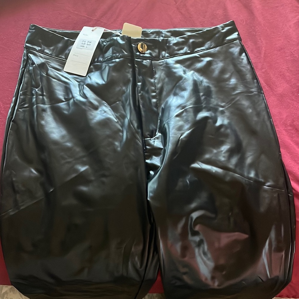 Faux leather bell bottoms